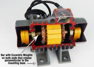 rotary electric vibrator, eccentric weights